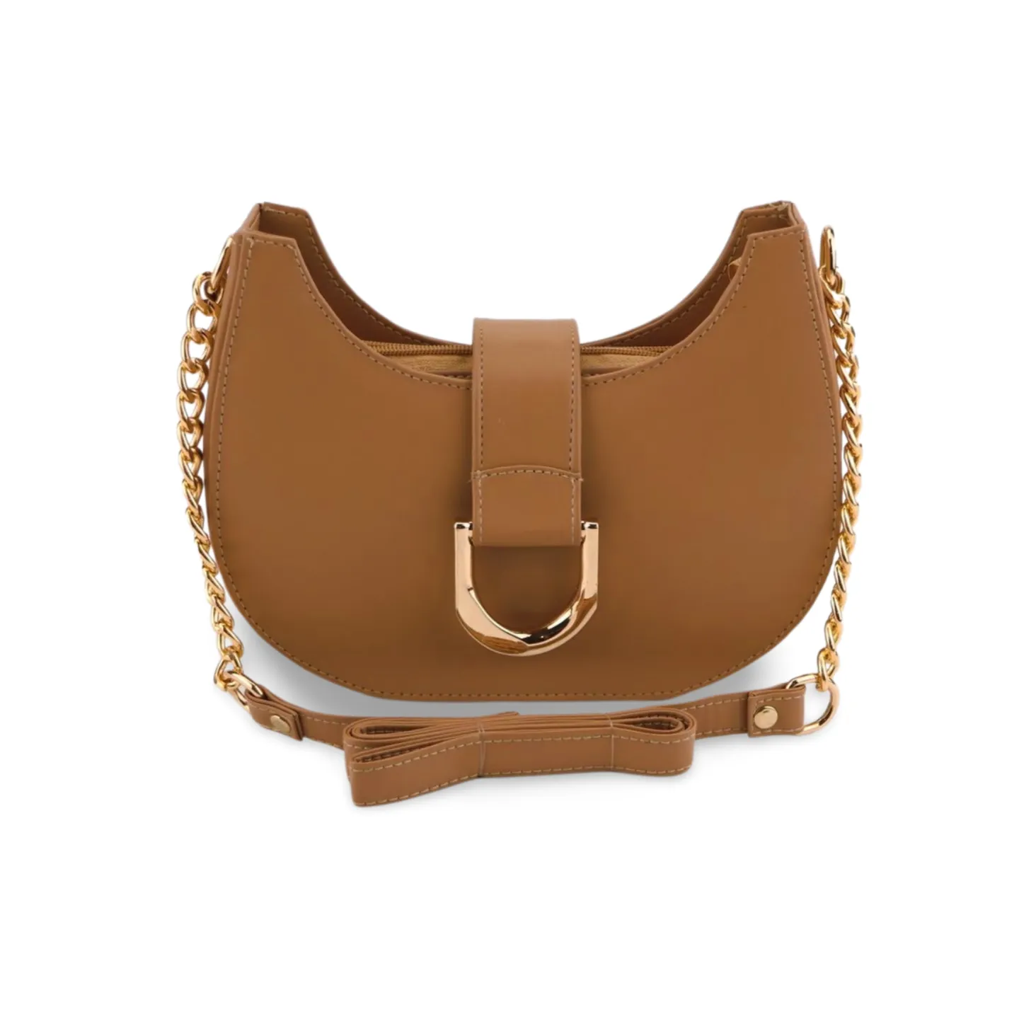 Stylish U-Shaped Buckle Crossbody Bag with Gold Chain Strap