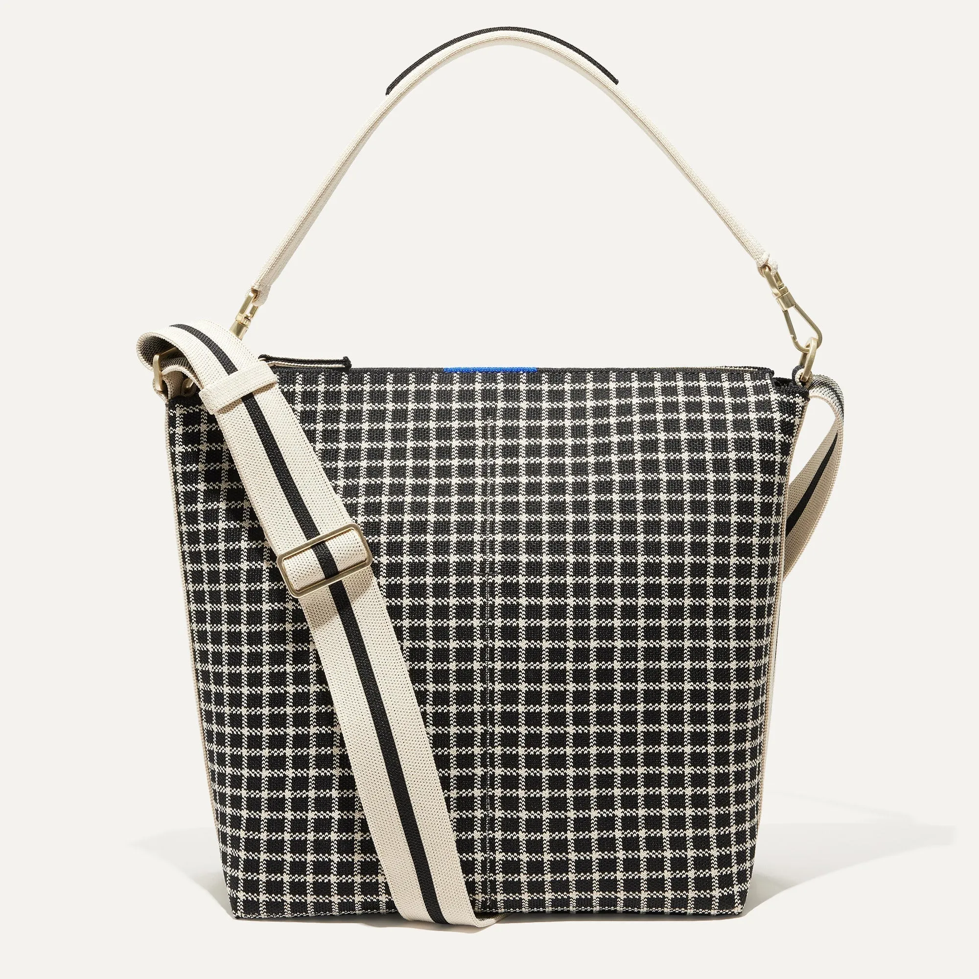 The Mini Zip Bucket - Black and Ivory Grid