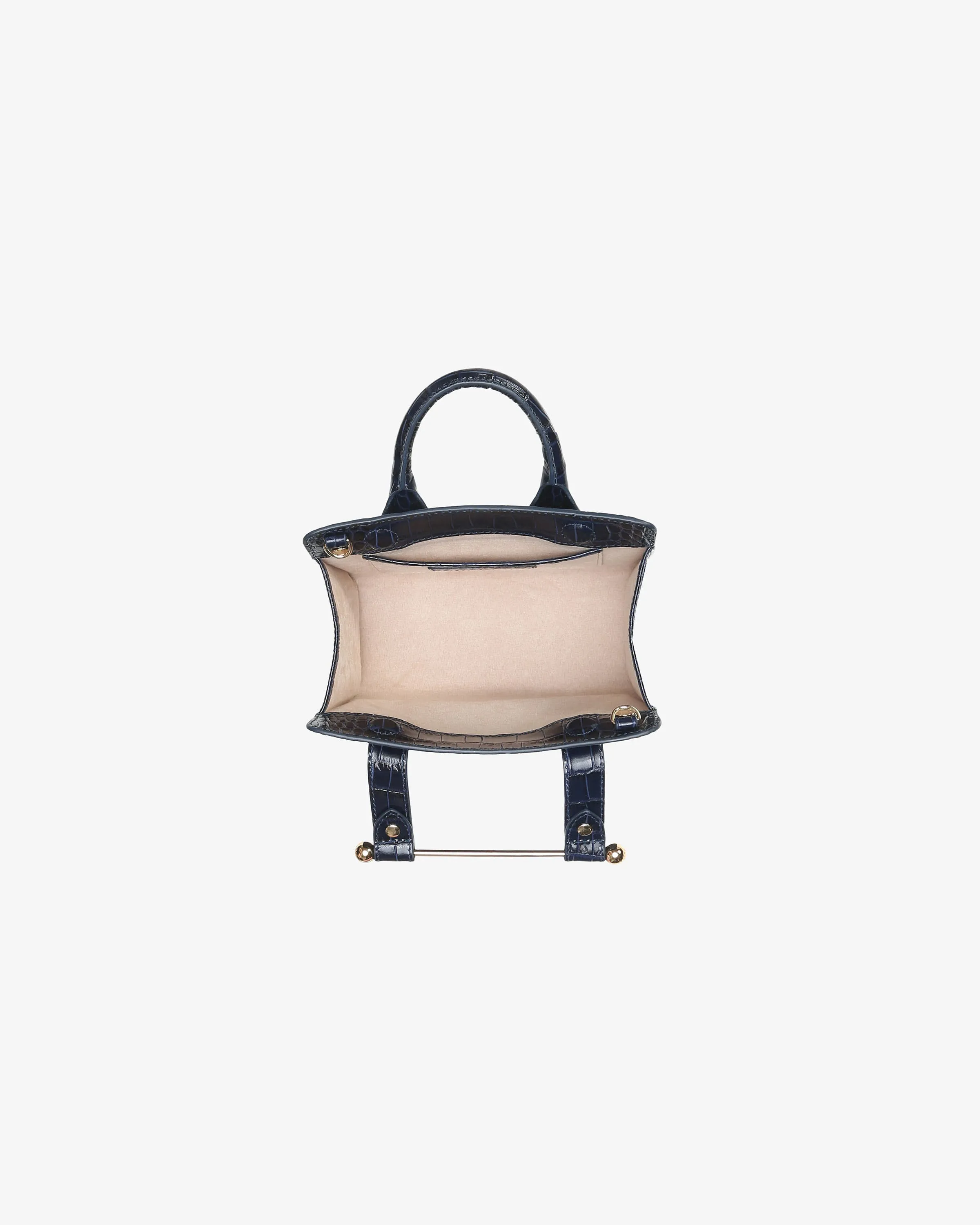 The Strathberry Nano Tote - Croc-Embossed Leather Navy