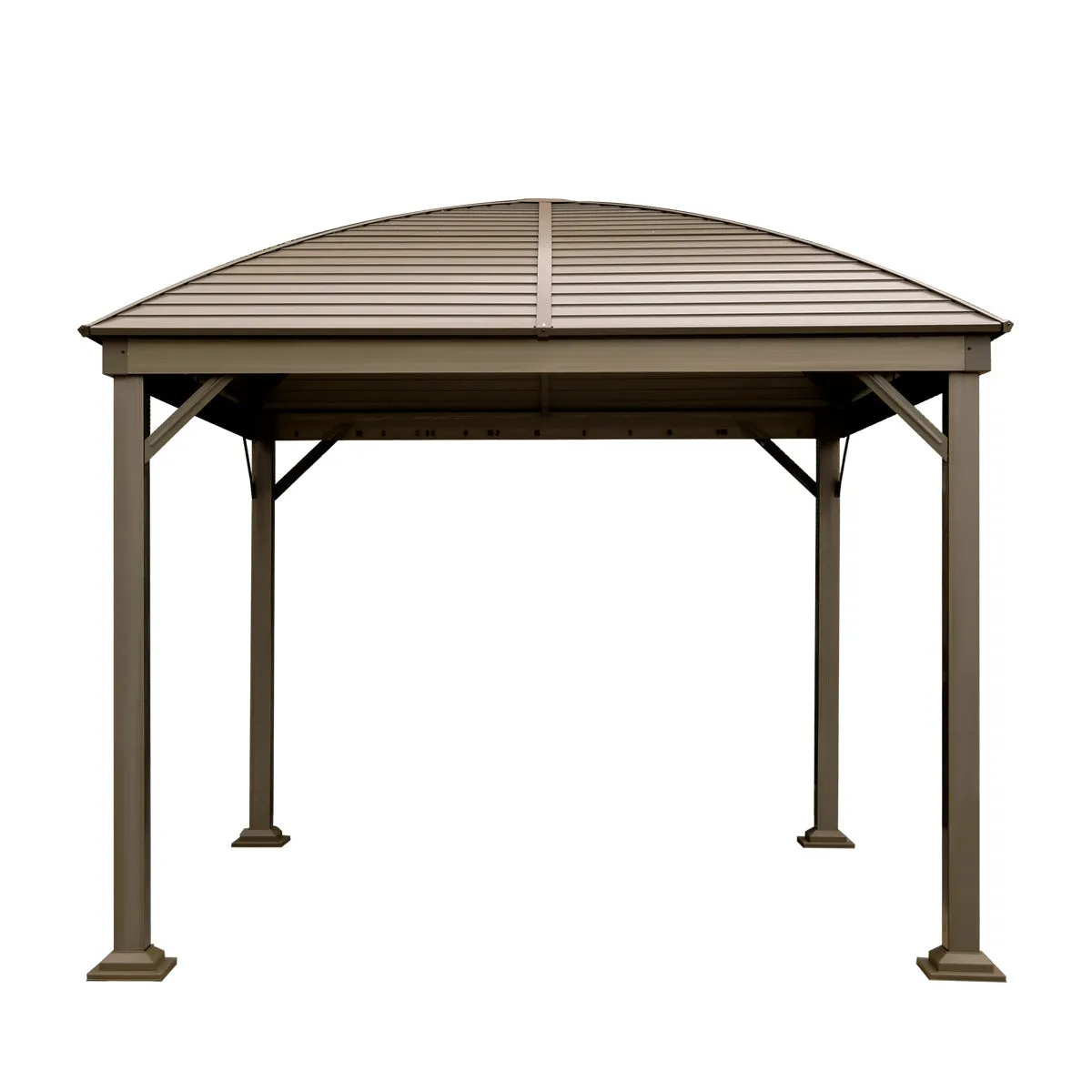 TMG Industrial 10’ x 10’ Hardtop Curved Steel Roof Patio Gazebo, Mosquito Nets & Curtains Included, TMG-LGZ10