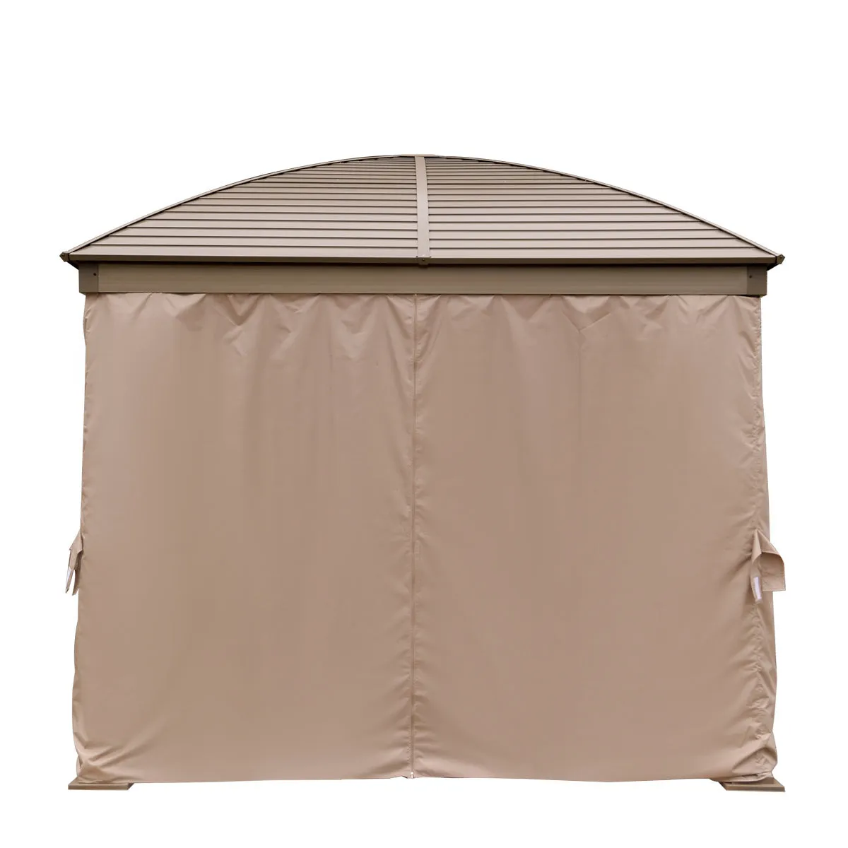 TMG Industrial 10’ x 10’ Hardtop Curved Steel Roof Patio Gazebo, Mosquito Nets & Curtains Included, TMG-LGZ10