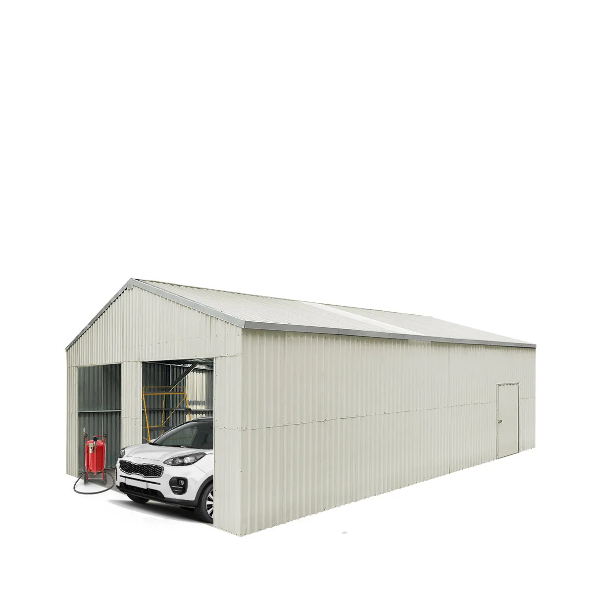 TMG Industrial 25’ x 41’ Double Garage Metal Barn Shed with Side Entry Door, 1025 Sq-Ft Floor Space, 9’8” Eave Height, 27 GA Metal, Skylights, 4/12 Roof Pitch, TMG-MS2541