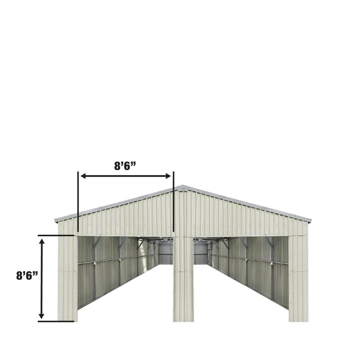 TMG Industrial 25’ x 41’ Double Garage Metal Barn Shed with Side Entry Door, 1025 Sq-Ft Floor Space, 9’8” Eave Height, 27 GA Metal, Skylights, 4/12 Roof Pitch, TMG-MS2541