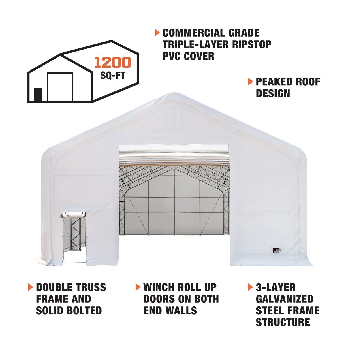 TMG Industrial 30' x 40' Dual Truss Storage Shelter with Heavy Duty 17 oz PVC Cover, TMG-DT3041