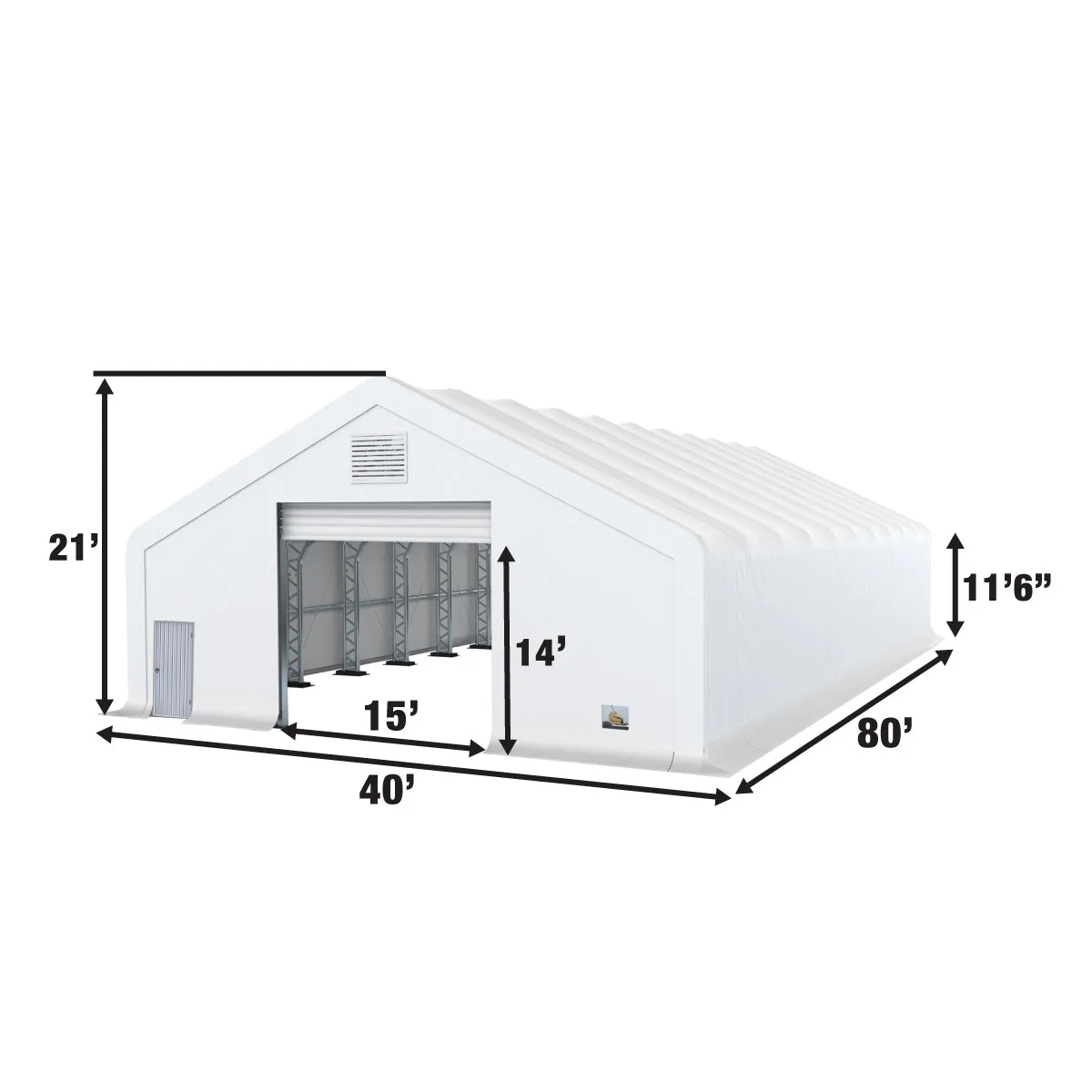 TMG Industrial Pro Series 40' x 80' Dual Truss Storage Shelter with Heavy Duty 21 oz PVC Cover & Drive Through Doors, TMG-DT4081-PRO(Previously TMG-DT4080-PRO)