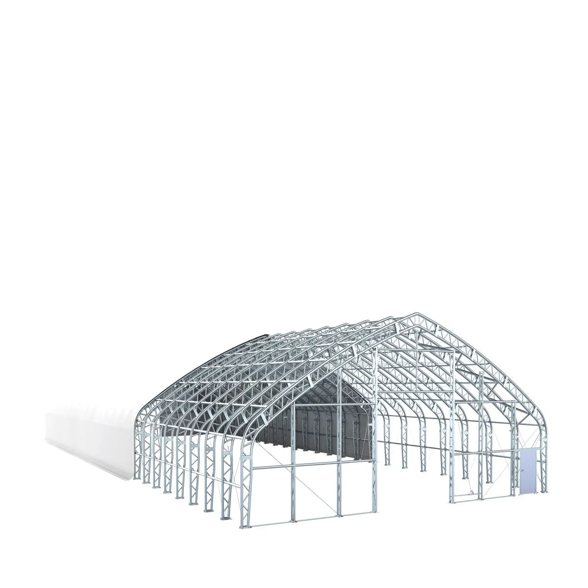 TMG Industrial Pro Series 70' x 150' Dual Truss Storage Shelter with Heavy Duty 32 oz PVC Cover & Drive Through Doors, TMG-DT70150-PRO