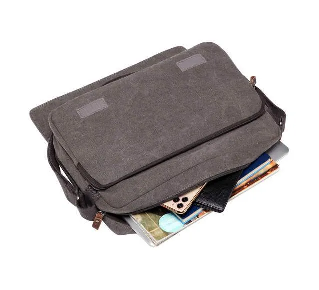 Troop London Organic Cotton Computer Messenger | Charcoal